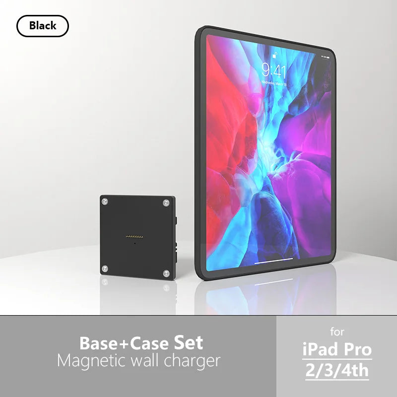 Magneta Mura Monto kun Ŝarga Kazo 18W Rapida Ŝargado Magneta Sendrata Aluminia Rotaciebla Dezajno por iPad Pro 11 Cola stando 