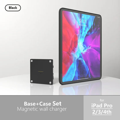 Magneta Mura Monto kun Ŝarga Kazo 18W Rapida Ŝargado Magneta Sendrata Aluminia Rotaciebla Dezajno por iPad Pro 11 Cola stando 