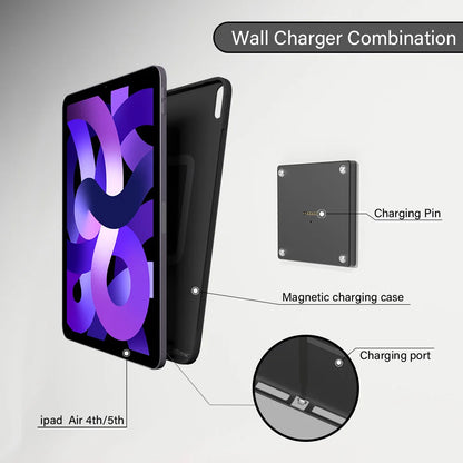Magneta Mura Monto kun Ŝarga Kazo ipad air4 air5 10.9 Cola iPad Mura Stacio Sendrata Ŝarĝa Tablojda Stando emonita 