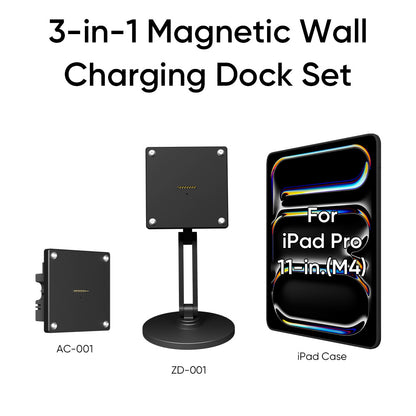 Magnetic Charging Dock Kit for iPad丨Wall Mount AC+Desk Stand+Case(iPad/Mini/Air/Pro)