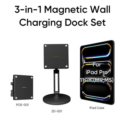 Magnetic Charging Dock Kit for iPad丨Wall Mount POE+Desk Stand+Case(iPad/Mini/Air/Pro）
