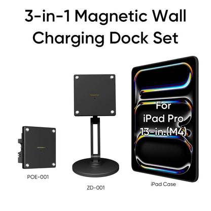 Magnetic Charging Dock Kit for iPad丨Wall Mount POE+Desk Stand+Case(iPad/Mini/Air/Pro）