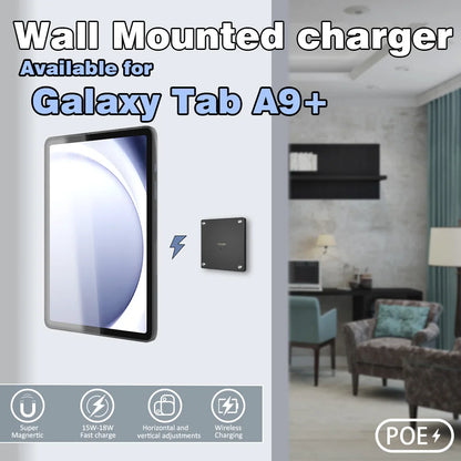 POE For Samsung Galaxy Tab A9+ 11 inch Stand, Wall Mount A9 Plus Tablet Stand 18W Fast Charging Magnetic Wireless Rotatable Zilvex