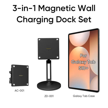 Magnetic Charging Dock Kit for Samsung Galaxy Tab丨Wall Mount AC+Desk Stand+Case Zilvex