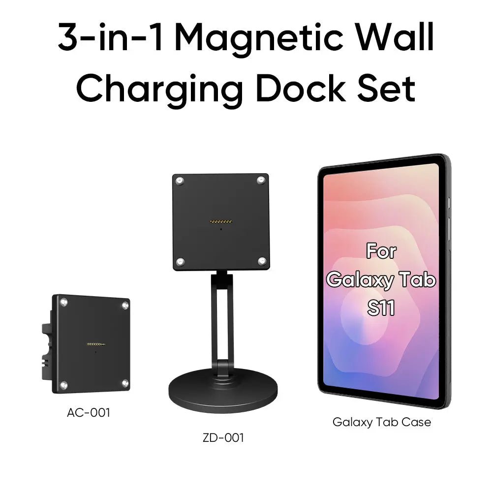Magnetic Charging Dock Kit for Samsung Galaxy Tab丨Wall Mount AC+Desk Stand+Case Zilvex
