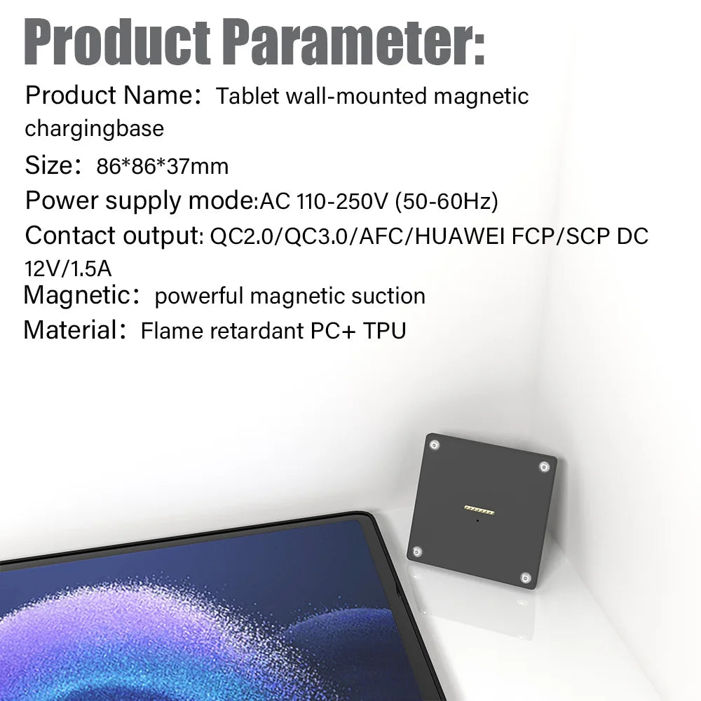 Magnetic Wall Mount with Charging Case for xiaomi pad 6s pro Upgraded 18W Quick Charge Strong Magnets in Wall emonita