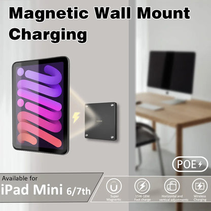 POE Wall Mount Magnetic Stand  Wireless Charging System Adhesive Magnetic switchfor ipad mini6/7 emonita 8.3 Inch   ipad holder