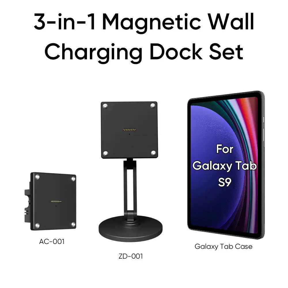 Magnetic Charging Dock Kit for Samsung Galaxy Tab丨Wall Mount AC+Desk Stand+Case Zilvex