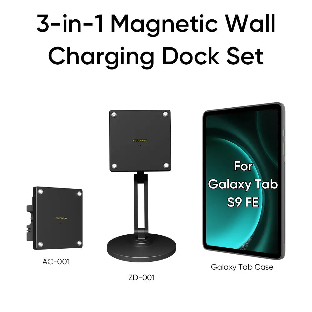 Magnetic Charging Dock Kit for Samsung Galaxy Tab丨Wall Mount AC+Desk Stand+Case Zilvex