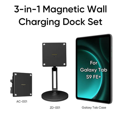 Magnetic Charging Dock Kit for Samsung Galaxy Tab丨Wall Mount AC+Desk Stand+Case Zilvex