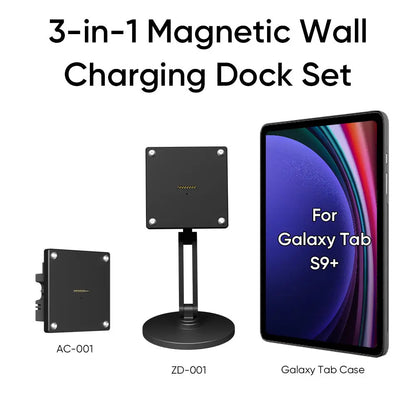 Magnetic Charging Dock Kit for Samsung Galaxy Tab丨Wall Mount AC+Desk Stand+Case Zilvex