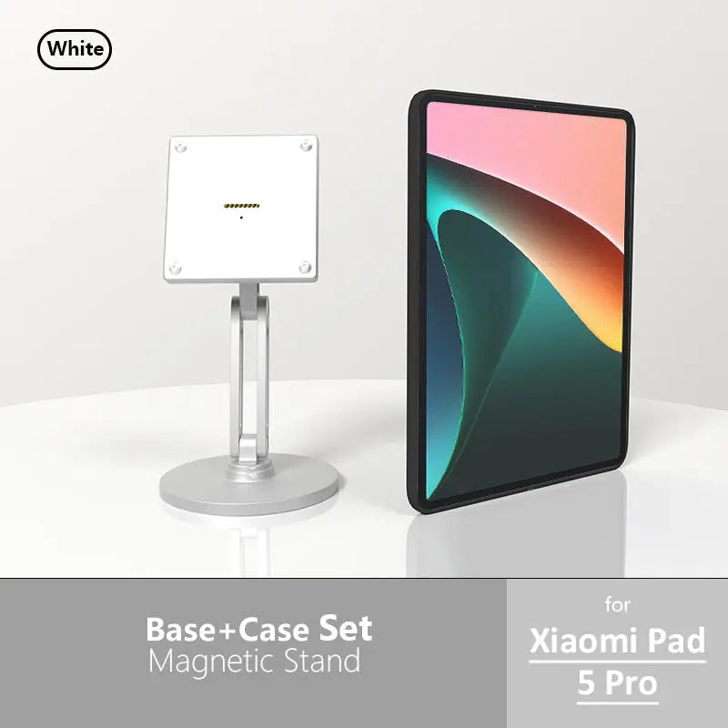Xiaomi Pad Magnetic Wireless Charging Stand | Silver, 18W Fast Charge, 360° Rotation Adjustable Metal Desktop Stand - Zilvex