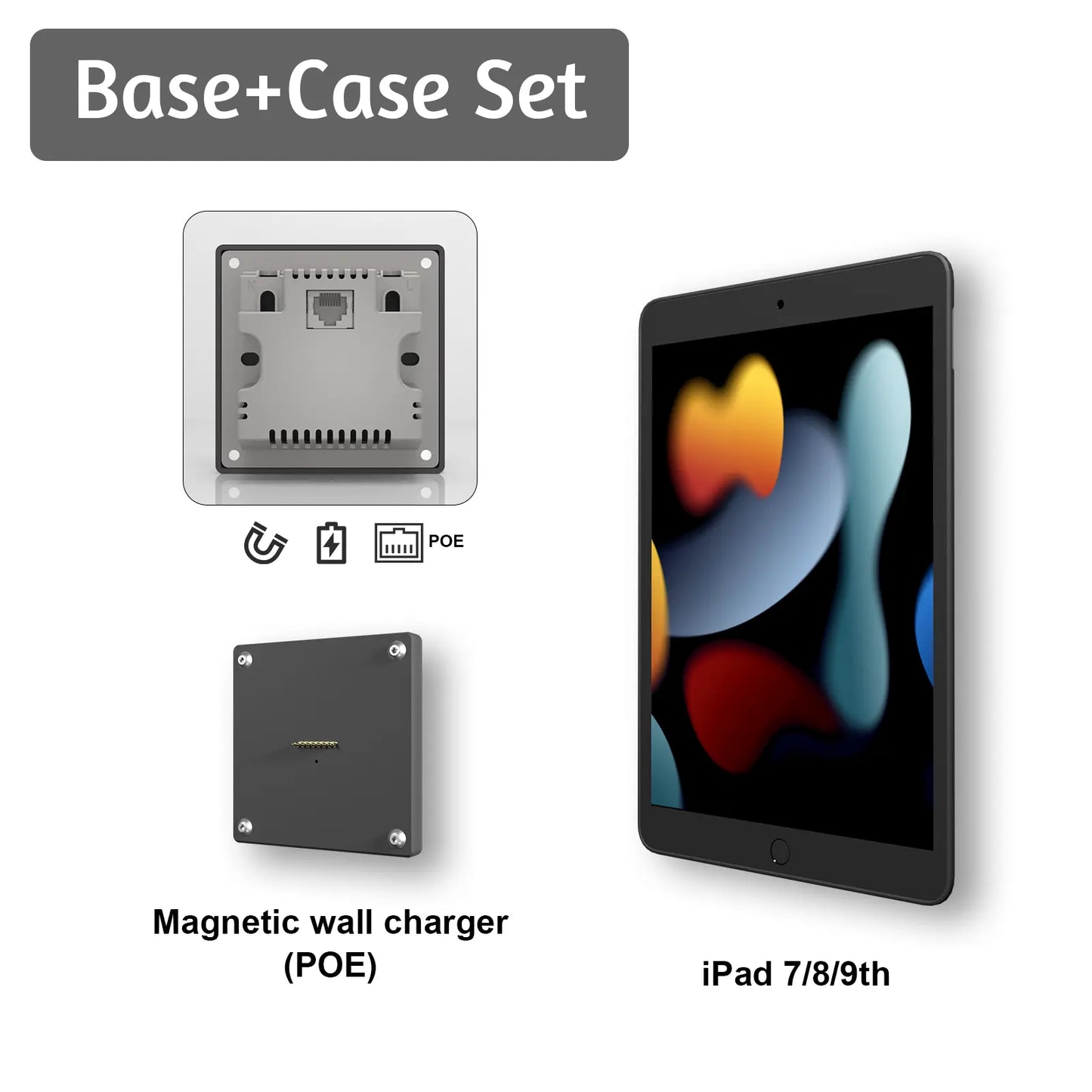 POE Magnetic Wall Mount with Charging Case for iPad 7/8/9th10.2 Inch ipad Wall Station Wireless Charging Tablet iPad Stand - Zilvex