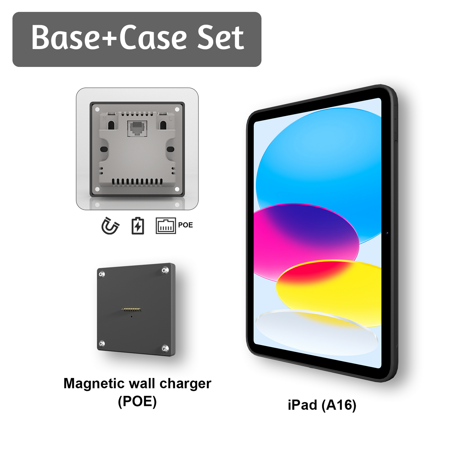 POE Zilvex Magnetic Wall Mount with Charging Case for iPad 10 Upgraded 18W Quick Charge Strong Magnets 360 Rotation 10.9inch