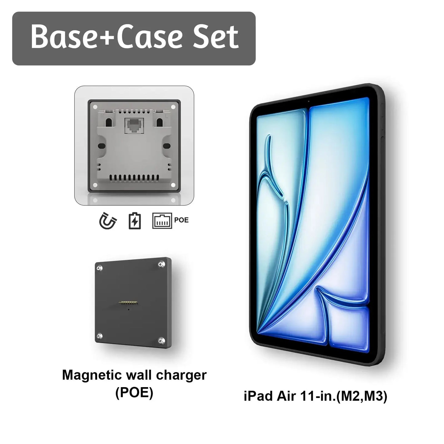 POE Zilvex Magnetic Wall Mount with Charging Case for iPad Air 11-in.(M2/M3) Upgraded 18W Quick Charge Strong Magnets 360 Rotation 11inch Zilvex