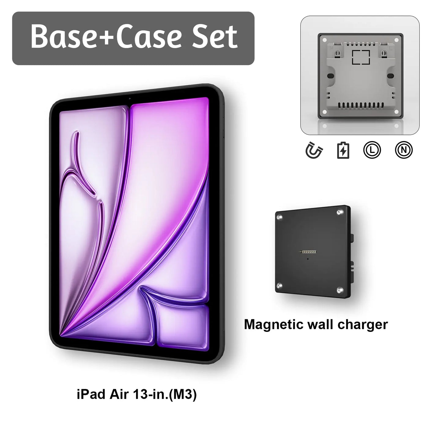 Zilvex Magnetic Wall Mount with Charging Case for iPad Upgraded 18W Quick Charge Strong Magnets 360 Rotation in-Wall - Zilvex