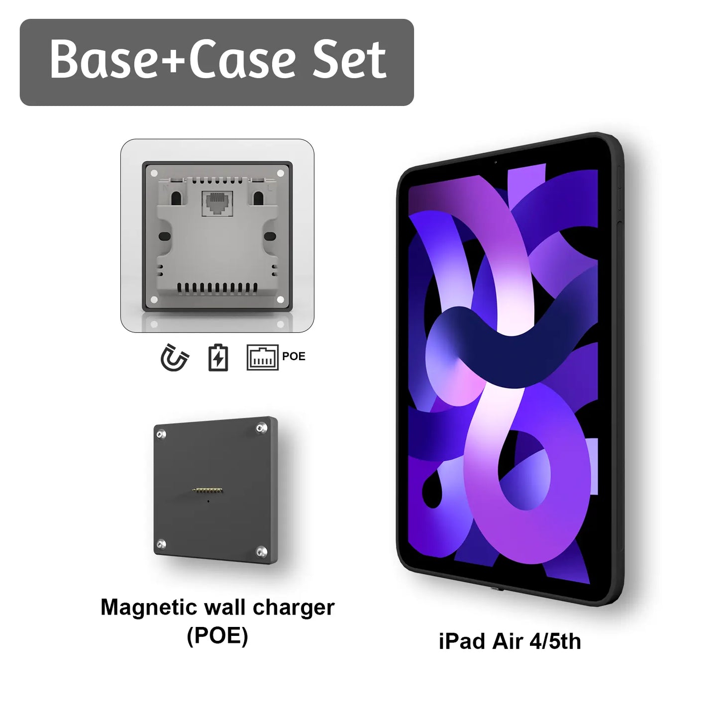 POE Zilvex Magnetic Wall Mount with Charging Case for iPad Air 4/5th Upgraded 18W Quick Charge Strong Magnets 360 Rotation 10.9inch - Zilvex