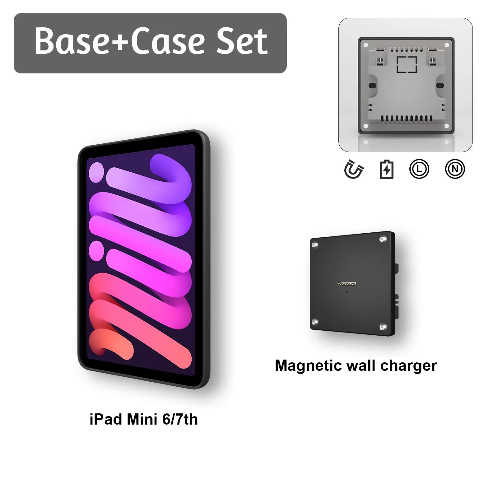 Zilvex Magnetic Wall Mount with Charging Case for iPad Upgraded 18W Quick Charge Strong Magnets 360 Rotation in-Wall - Zilvex