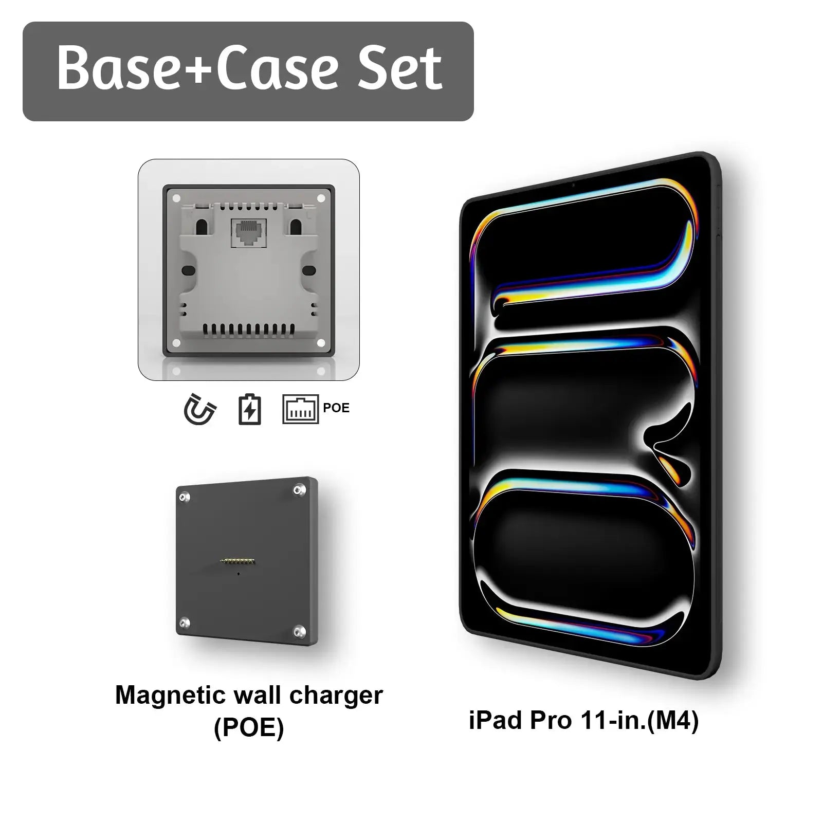 POE Zilvex Magnetic Wall Mount with Charging Case for iPad Pro 11-in.(M4) Upgraded 18W Quick Charge Strong Magnets 360 Rotation 11inch - Zilvex