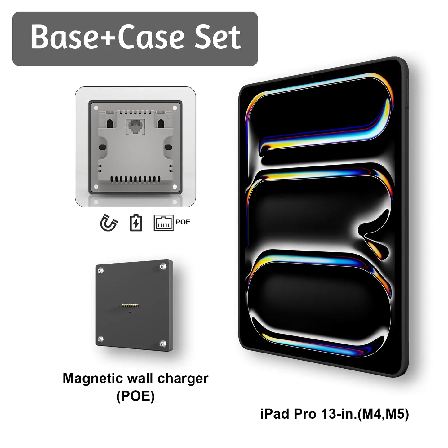POE Zilvex Magnetic Wall Mount with Charging Case for iPad Pro 13-in.(M4) Upgraded 18W Quick Charge Strong Magnets 360 Rotation 13inch