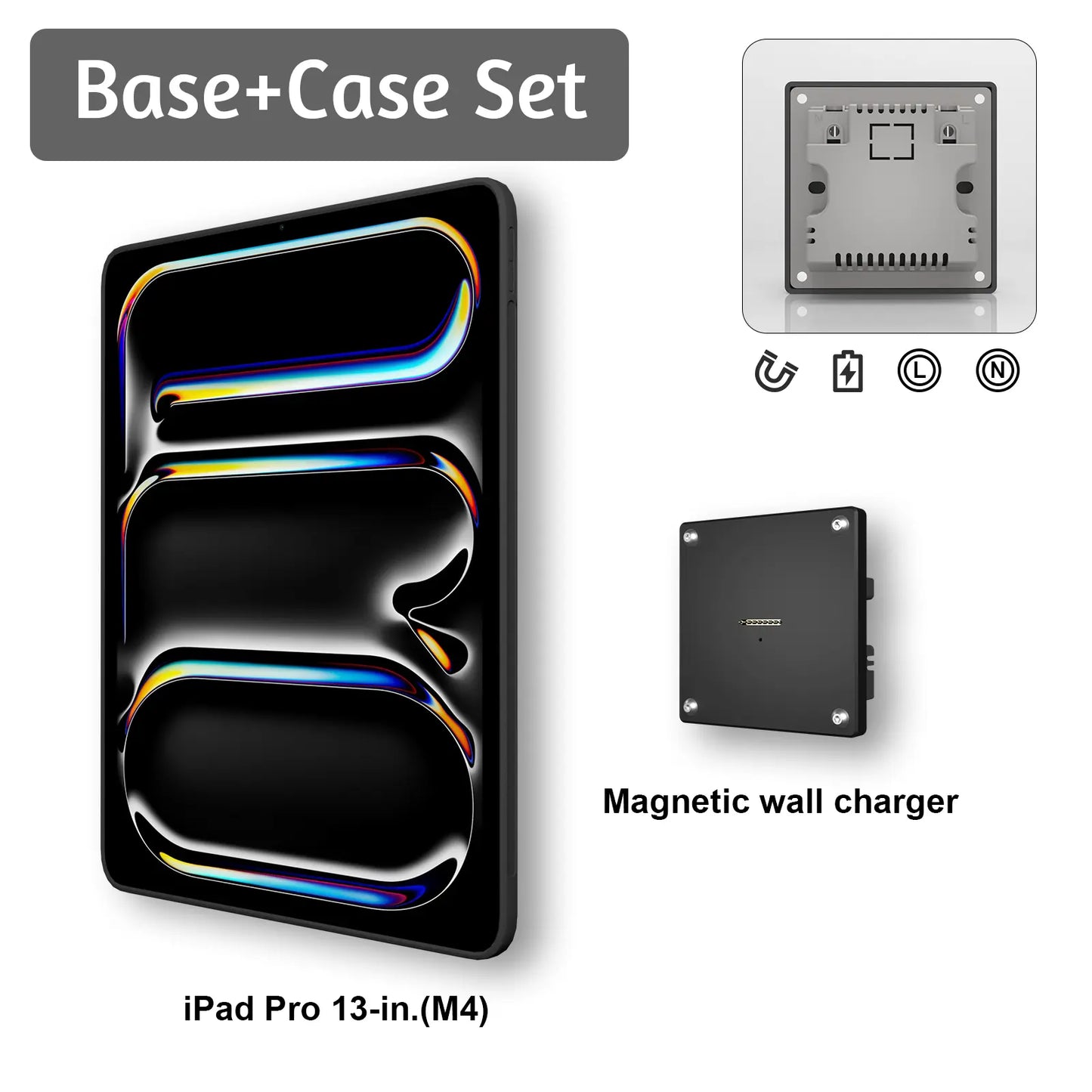 Zilvex Magnetic Wall Mount with Charging Case for iPad Upgraded 18W Quick Charge Strong Magnets 360 Rotation in-Wall - Zilvex