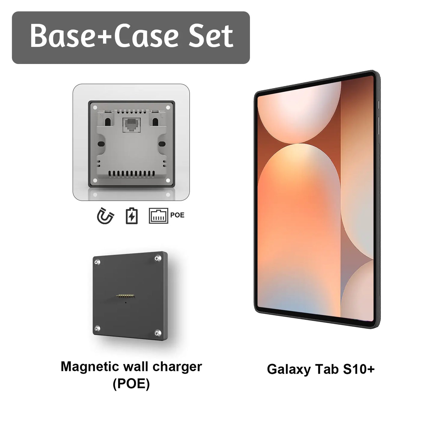POE Magnetic Wall Mount with Charging Tablet holder for Samsung Galaxy Tab S10 Plus 12.4 wall charging station smart home - Zilvex