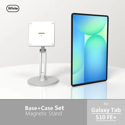 Samsung Galaxy Tab Magnetic Wireless Charging Stand - Includes 15-18W Fast Charger & Adjustable Multi-Angle Silvery Stand - Zilvex