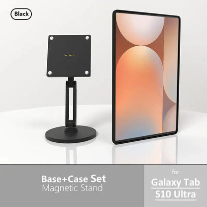 Samsung Tablet Stand with 18W Fast & Wireless Charging | 360° Rotating Adjustable Metal Desktop Mount for All Samsung Tablets range Black - Zilvex
