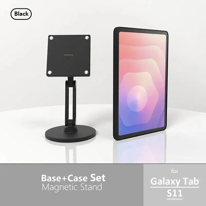 Samsung Tablet Stand with 18W Fast & Wireless Charging | 360° Rotating Adjustable Metal Desktop Mount for All Samsung Tablets range Black - Zilvex
