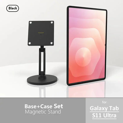 Samsung Tablet Stand with 18W Fast & Wireless Charging | 360° Rotating Adjustable Metal Desktop Mount for All Samsung Tablets range Black - Zilvex