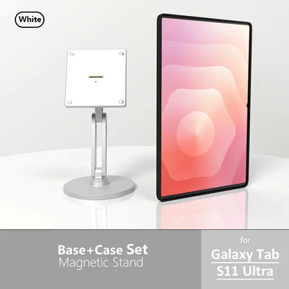 Samsung Galaxy Tab Magnetic Wireless Charging Stand - Includes 15-18W Fast Charger & Adjustable Multi-Angle Silvery Stand - Zilvex