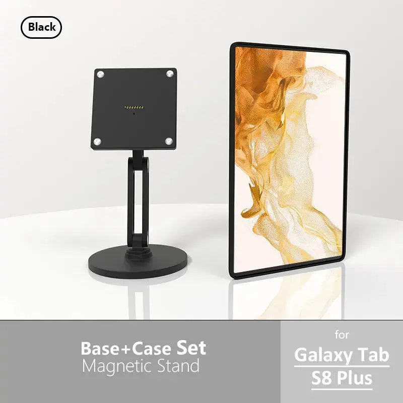 Samsung Tablet Stand with 18W Fast & Wireless Charging | 360° Rotating Adjustable Metal Desktop Mount for All Samsung Tablets range Black - Zilvex