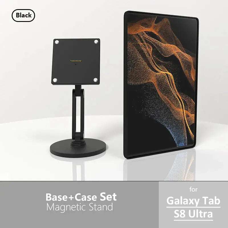 Samsung Tablet Stand with 18W Fast & Wireless Charging | 360° Rotating Adjustable Metal Desktop Mount for All Samsung Tablets range Black - Zilvex