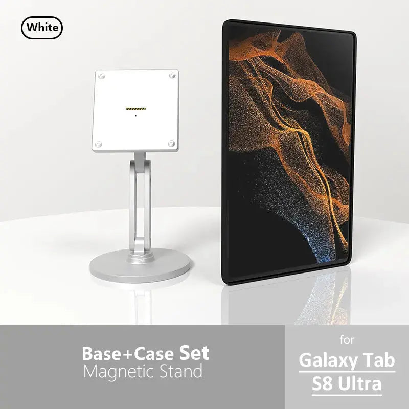 Samsung Galaxy Tab Magnetic Wireless Charging Stand - Includes 15-18W Fast Charger & Adjustable Multi-Angle Silvery Stand - Zilvex