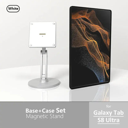 Samsung Galaxy Tab Magnetic Wireless Charging Stand - Includes 15-18W Fast Charger & Adjustable Multi-Angle Silvery Stand - Zilvex