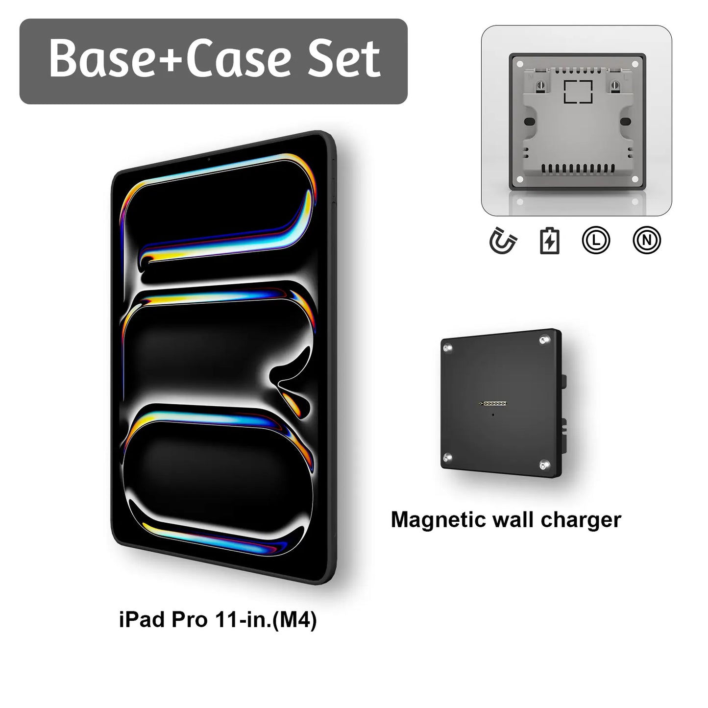 Zilvex Magnetic Wall Mount with Charging Case for iPad Upgraded 18W Quick Charge Strong Magnets 360 Rotation in-Wall - Zilvex