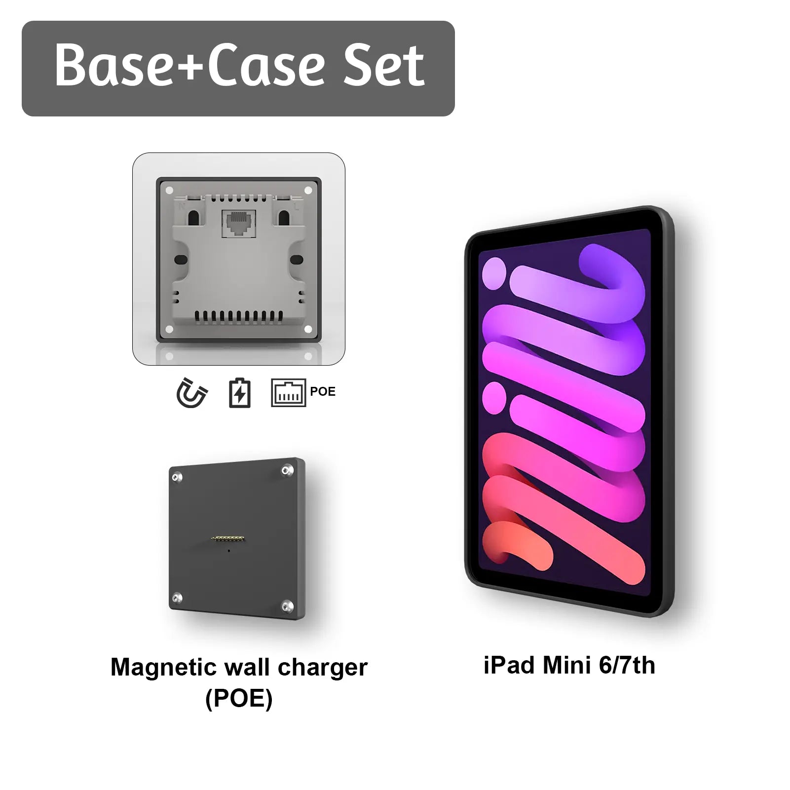 POE Wall Mount Magnetic Stand  Wireless Charging System Adhesive Magnetic switchfor ipad mini6/7 emonita 8.3 Inch   ipad holder - Zilvex