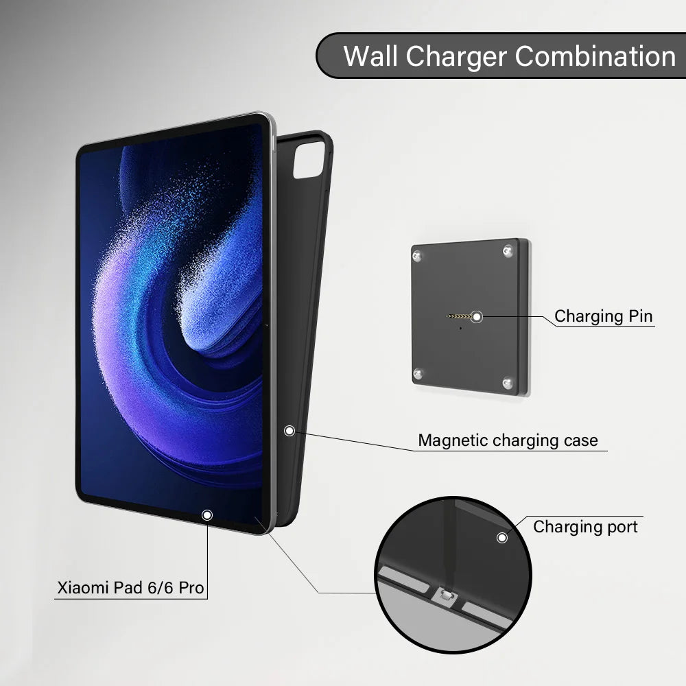 Magnetic Wall Mount with Charging Case for xiaomi pad 6s pro Upgraded 18W Quick Charge Strong Magnets in Wall emonita