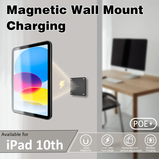 POE Zilvex Magnetic Wall Mount with Charging Case for iPad 10 Upgraded 18W Quick Charge Strong Magnets 360 Rotation 10.9inch