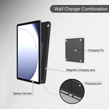For Samsung Galaxy Tab A9+ 11 inch Stand, Wall Mount A9 Plus Tablet Stand 18W Fast Charging Magnetic Wireless Rotatable Design
