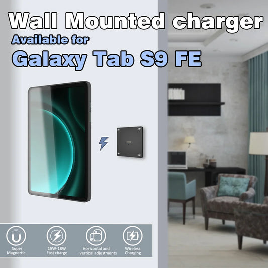 For Samsung Galaxy Tab S9FE 10.9 inch Stand Wall Mount Tablet Stand 18W Fast Charging Magnetic Wireless Rotatable