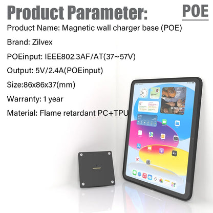 POE Magnetic Wall Mount with Charging Case  Holder Support iPad stand Case for iPad mini 6th Gen/iPad Pro 11 12.9 Power emonita