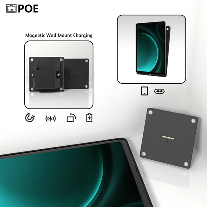 POE For Samsung Galaxy Tab S9 FE PLUS 12.4 inch Stand Wall Mount   Tablet Stand 18W Fast Charging Magnetic Wireless Rotatable