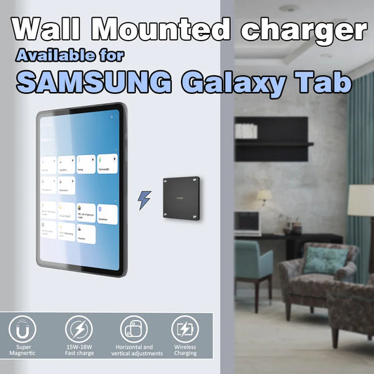 Zilvex Magnetic Wall Mount for Samsung Galaxy Tab, Upgraded 18W Fast Charging Powerful Magnetic 360 Degree Rotating Wall Mount