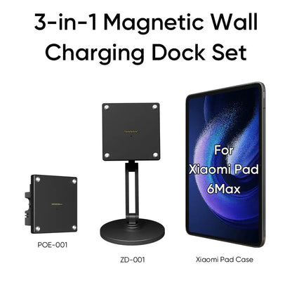 Magnetic Charging Dock Kit for Xiaomi Pad丨Wall Mount POE+Desk Stand+Case (Xiaomi/Redmi) Zilvex