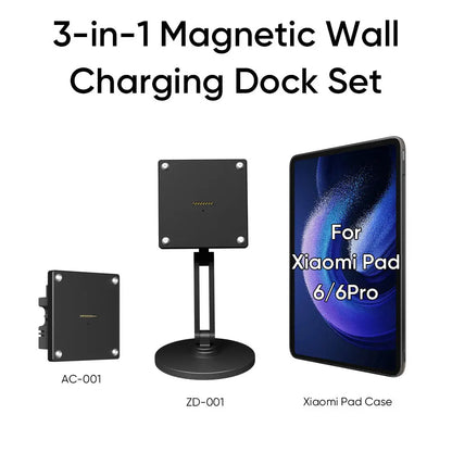 Magnetic Charging Dock Kit for Xiaomi Pad丨Wall Mount AC+Desk Stand+Case(XIaomi/Redmi） Zilvex
