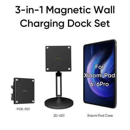 Magnetic Charging Dock Kit for Xiaomi Pad丨Wall Mount POE+Desk Stand+Case (Xiaomi/Redmi) Zilvex