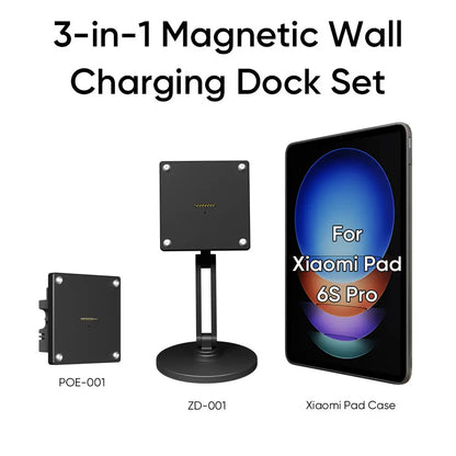 Magnetic Charging Dock Kit for Xiaomi Pad丨Wall Mount POE+Desk Stand+Case (Xiaomi/Redmi) Zilvex
