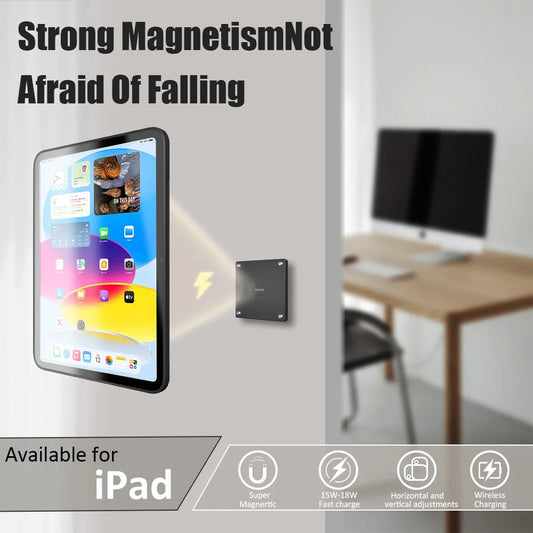 Zilvex Magneta Mura Monto kun Ŝarga Kazo por iPad Plibonigita 18W Rapida Ŝarĝo Fortaj Magnetoj 360 Rotacio en-Muro 