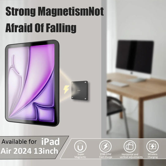 Zilvex iPad Air 2024 M2 13-cola Mura Stacio Mura Monto Potenco Sendrata Ŝarga Tablojdo Stando iPad Air M2 Kongrua 